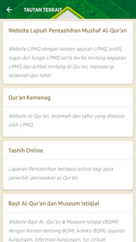 Cuplikan layar tautan terkait